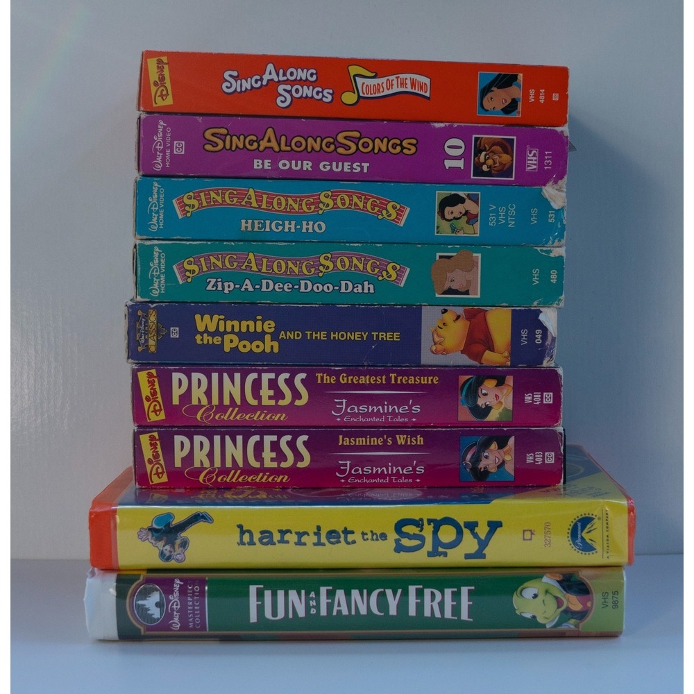 Lot of 9 Disney VHS - Sing Along Songs / Princess Collection / Harriet The Spy